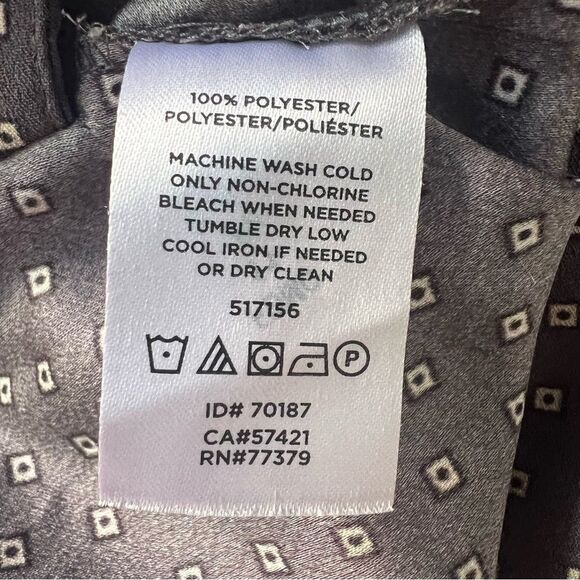 Ann Taylor Grey Faux Wrap Blouse Long Sleeve Relaxed White Polka Dots Workwear - Picture 6 of 6